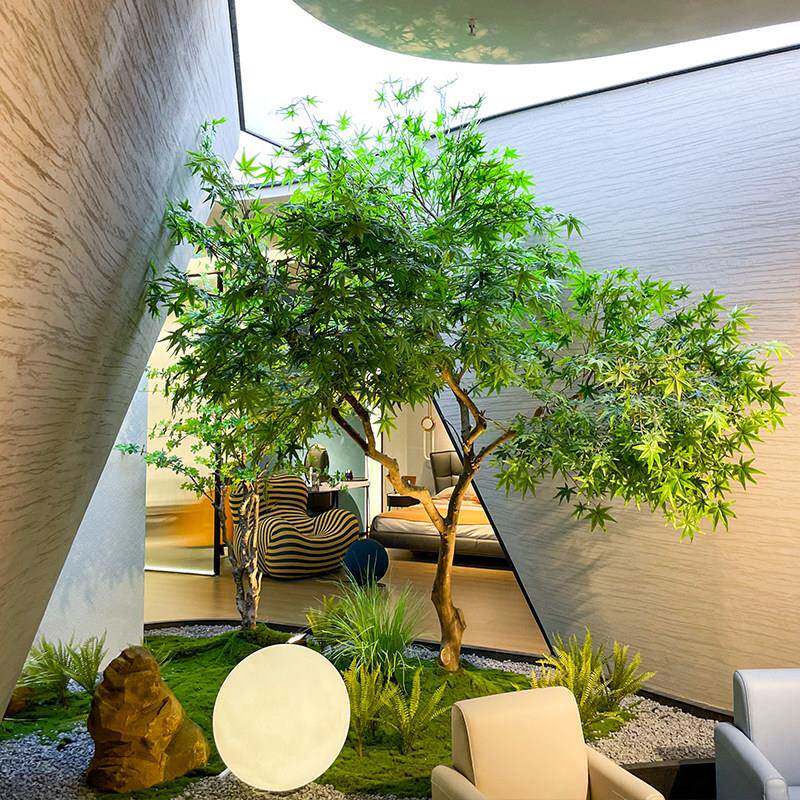 彷真青枫树枫叶树大型绿植室内设计装饰假树橱窗造景红枫树鸡爪槭