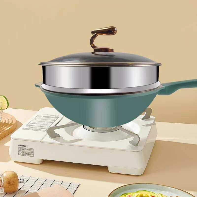 孝敏栖凤陶瓷合金炒锅不粘锅家用无涂层少油烟不挑炉灶颜值多用途