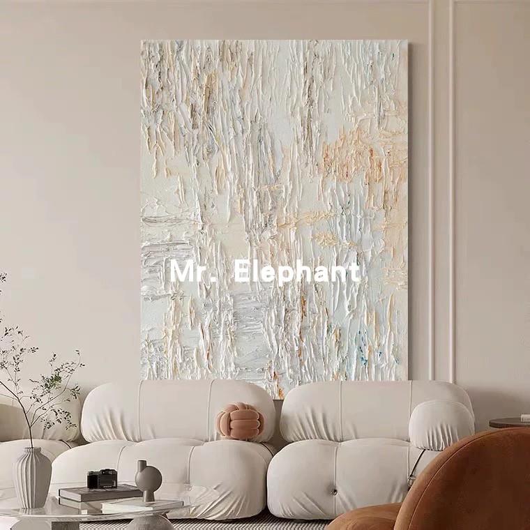 XXS.ART 奶油风手绘油画大芬村客厅肌理抽象画法式意式玄关无框画