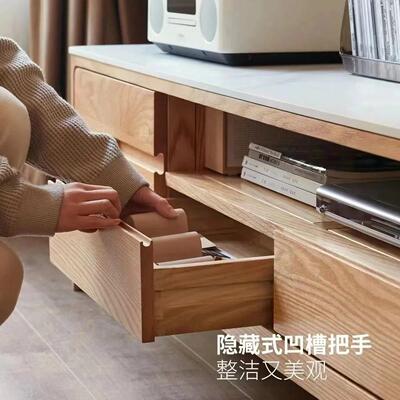 实木电柜简约现代小户型视室地客厅橡0915-dsg木岩板柜电视机柜储