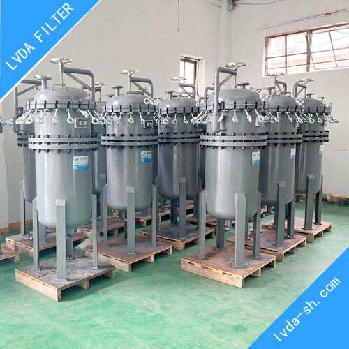 衬四氟4袋式过滤四个袋装衬氟快开袋式过滤器内装PTFE四氟滤