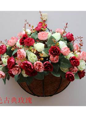 欧式墙壁挂花篮套装仿真花挂壁花卉挂墙壁花篮挂篮假花装饰花艺