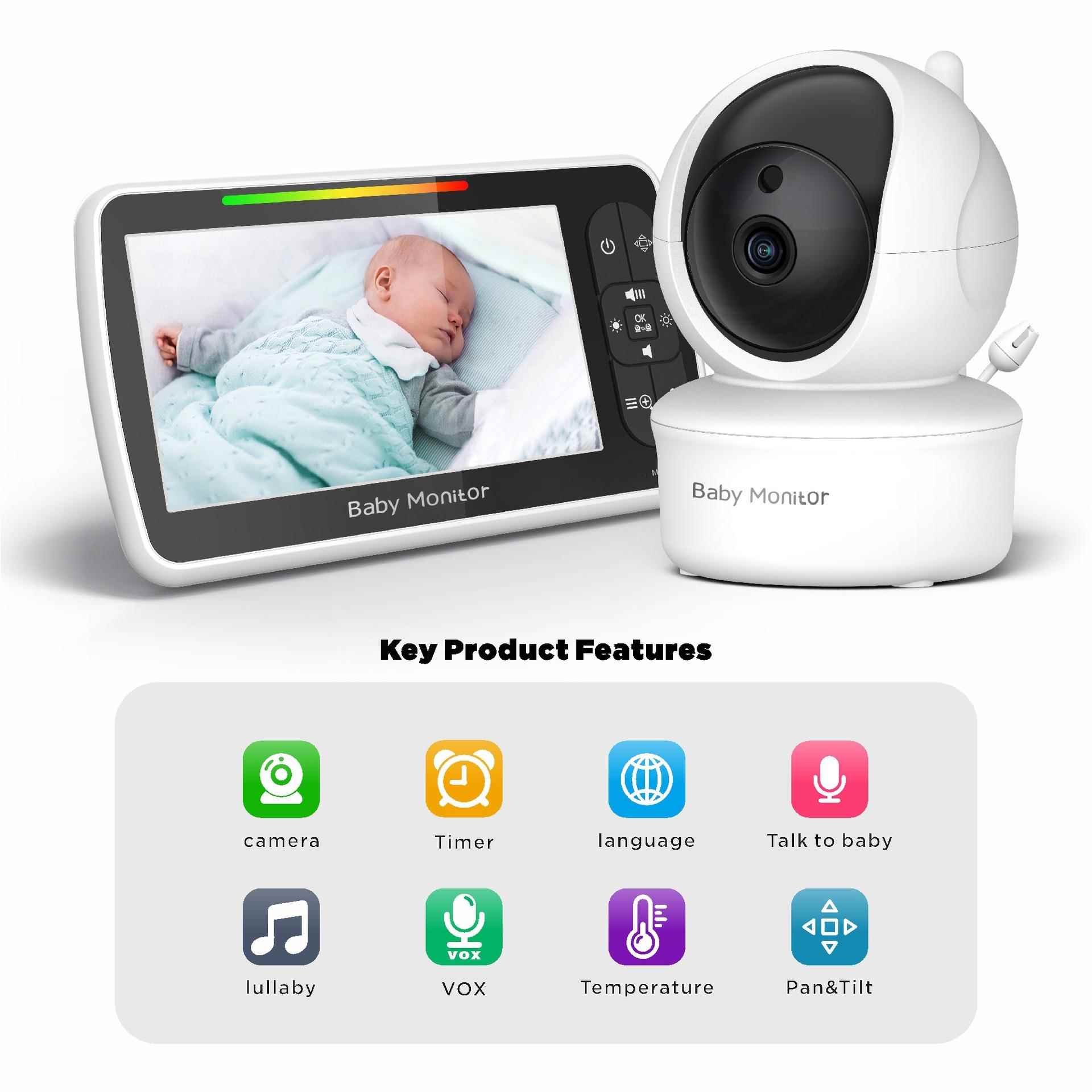 5寸婴儿监视器宝宝监护器婴儿监护器babymonitor双向语音对讲