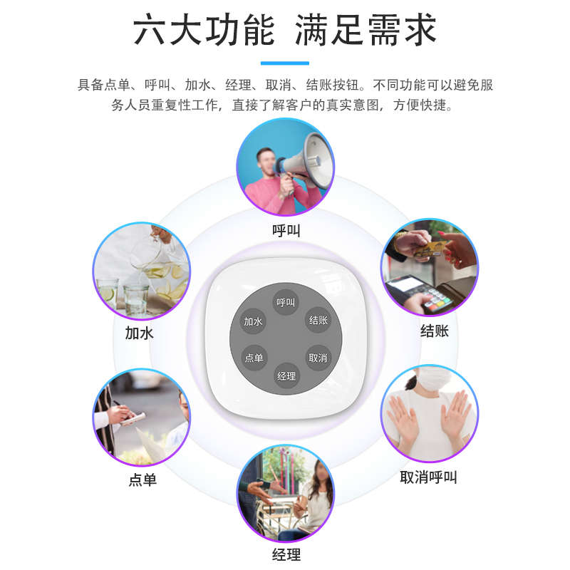 多功能餐厅服务铃远距离酒店茶楼棋牌包间娱乐厢房会所无线呼叫器