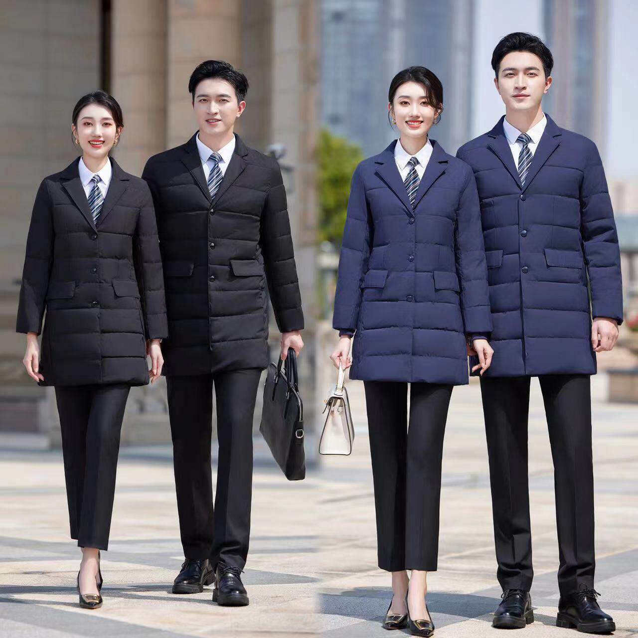 男女职业商务正装保暖防寒棉服外套酒店物业户外工作服定制绣logo