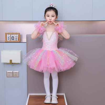 高档开学演服出舞蹈芭女童亮片蓬会蓬裙蕾幼儿园运动表演服装