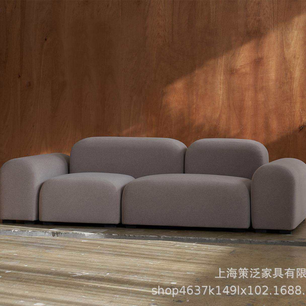 北欧529-1艺鹅卵石沙发简约现代客布厅创意单皮双三人位沙合发客