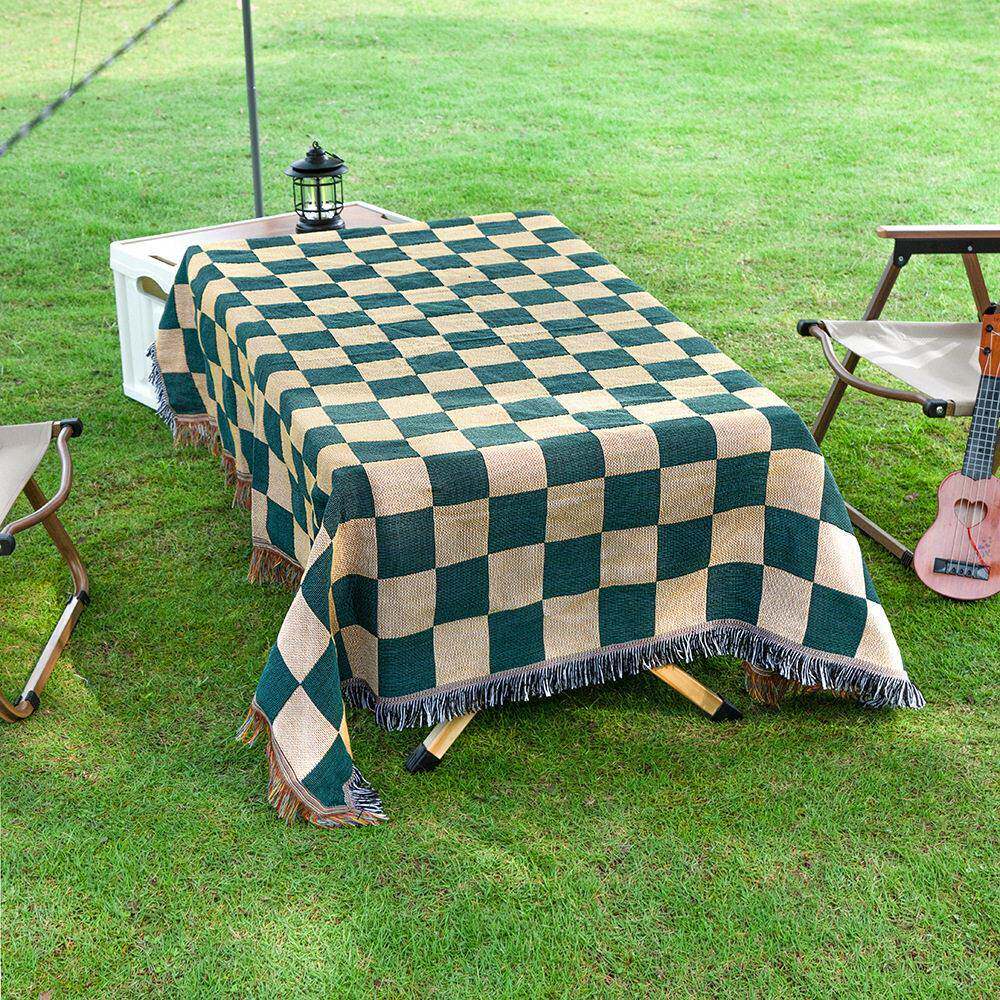 露营毯camping野营线毯波西米亚毯沙发毯棋盘格毯子户外露营盖
