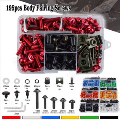 155PCS 177PCS 195PCS 摩托车改装配件挡风玻璃罩套装整流罩螺丝