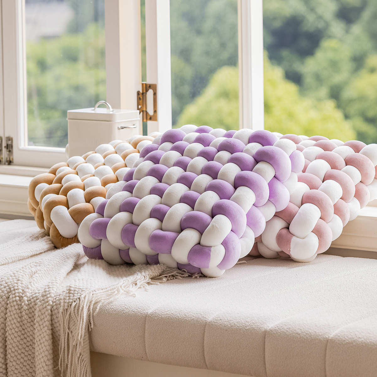 家居编织坐垫椅垫装饰打结靠垫沙发抱枕北欧ins风蒲团