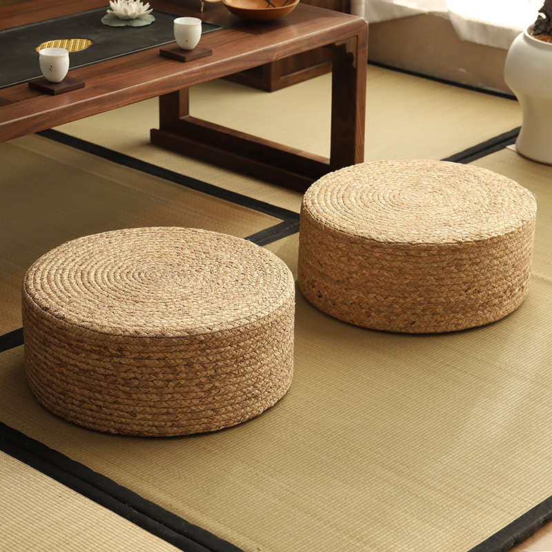 xei3盘腿垫子地上冥榻榻米坐垫墩子草编坐打蒲团坐禅地板修静坐墩