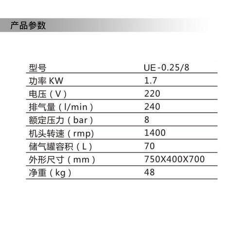 上海空压机UE-0.25/8大功率高压空气压缩机220V 汽修专用