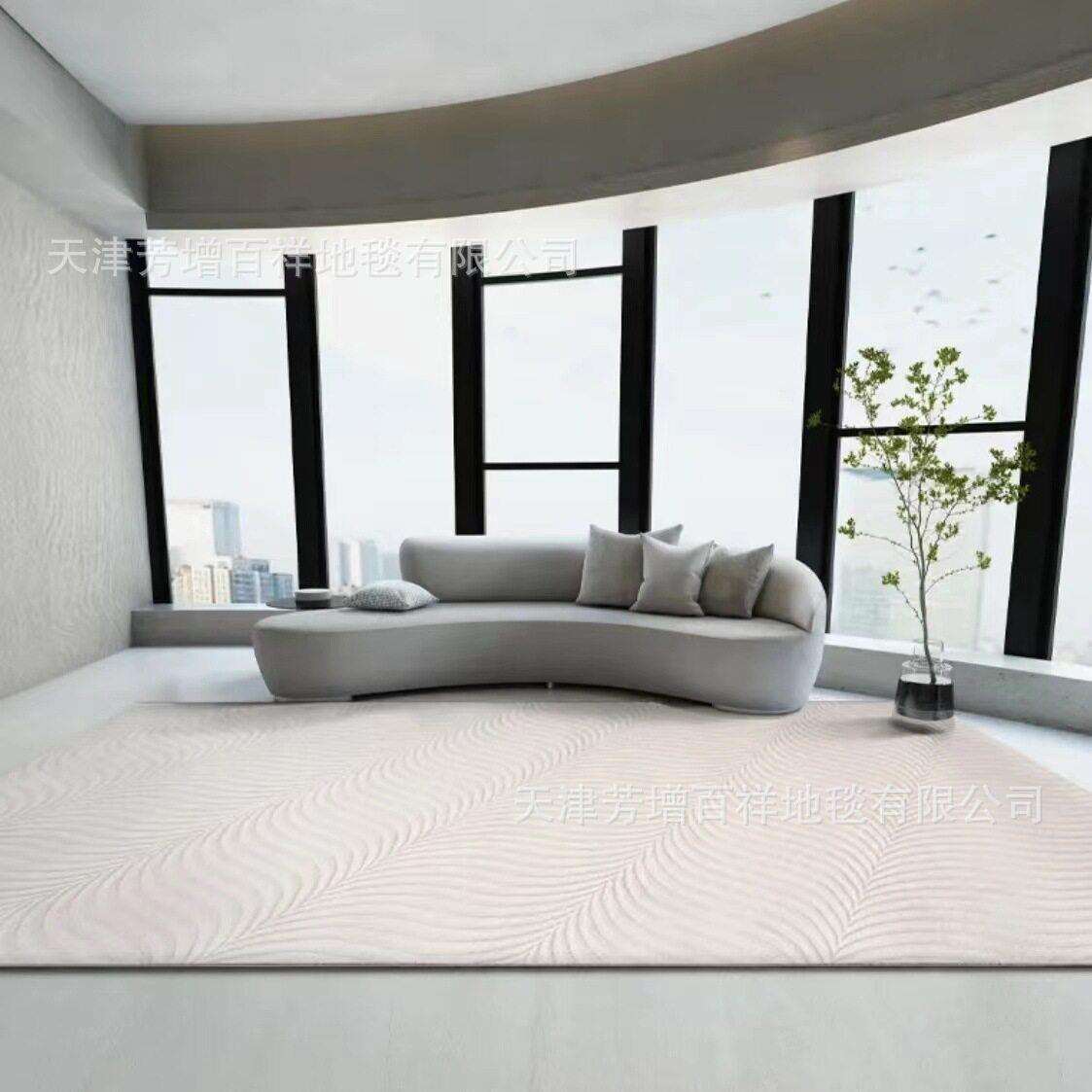 简约奶油风意式北欧风客厅机织地毯卧室茶几地毯机织丙纶灰色地垫