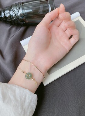 2026和田玉平安扣珠子手链女ins小众设计闺蜜转运串珠手饰玉珠手