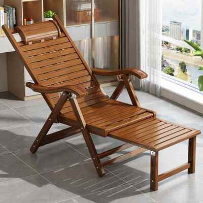 椅叠午休阳用台家休闲老人结实耐用折竹椅PUI子可平躺午睡腾躺椅