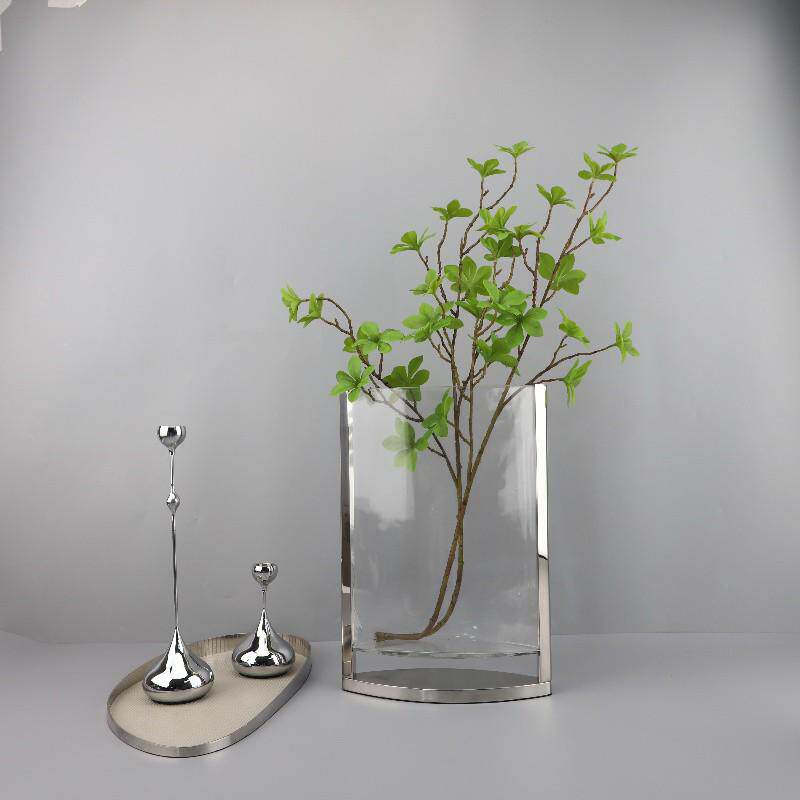 软边花瓶包北欧透明金属装创意扁平家居饰品客厅水培插花几何玻璃