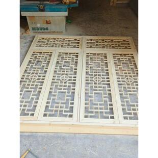 玄关隔断屏风背景彷古门窗花东阳木雕中式 镂空实木花格栅窗户定制