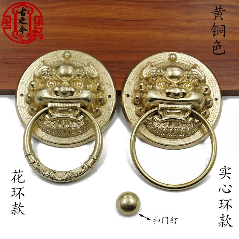 老式木门老虎头铜拉手仿古兽头虎头古建大门把手实木门庭院门门环