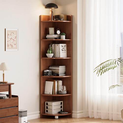 实木转角置物架客厅落地角柜卧室转角柜墙角收纳柜三角形落地书架