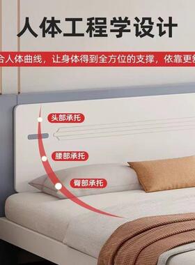 主卧双人床代TTY现简耐用木床端家用轻奢风可约储物实木高大床奶