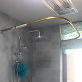 滑动简易浴帘房定制造型加工l型浴帘杆曲线轨迹u型免冲孔浴帘杆