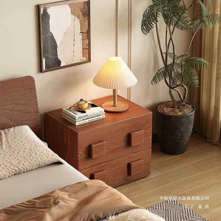 中古风实木电视柜客厅家用储物柜复古卡门柜化妆柜组合落地床头柜