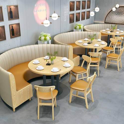 奶茶店桌椅商用组合餐饮小吃蛋糕甜品汉堡快餐饭餐厅网红卡座沙发