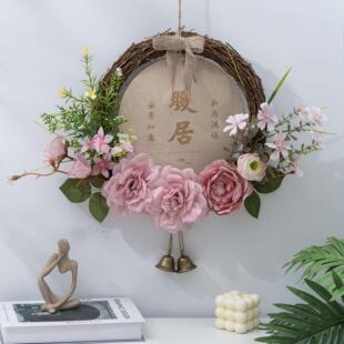 创意饭厅挂件背景墙上挂饰客厅入户门上遮丑玄关卧室墙面装饰花环