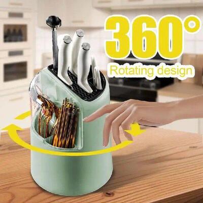 Rotating Utensil Organizer 360 Degree Rotatable Cutter