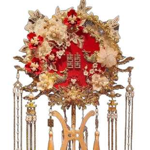 双色双面重工团扇新娘结婚diy材料古风手工成品秀禾高级遮面喜扇