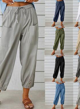 Women's cotton and linen women's pants 女装棉麻女装长裤