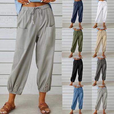 Women's cotton and linen women's pants 女装棉麻女装长裤
