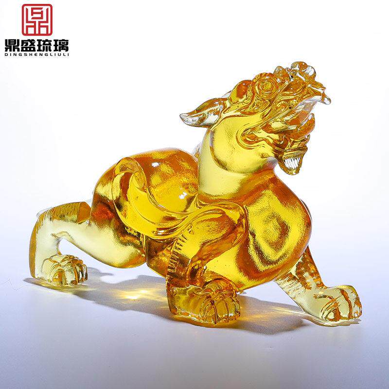 高档古法琉璃貔貅招财摆件公母一对客厅玄关装饰公司开业风水财位