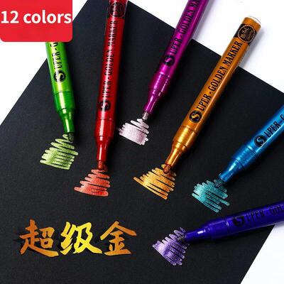 12 colors Metallic Paint Markers Waterproof Permanent Marker