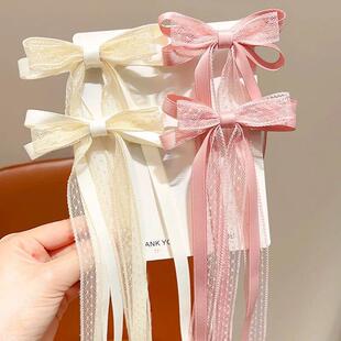 2pcs Korean Lace Bow Hair Clip nd Long Ribbon Hairpins Barre