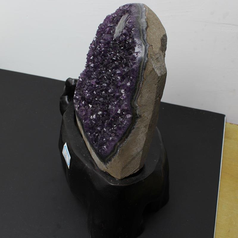 天然紫水晶乌拉圭特产进口紫水晶洞晶簇摆件原石一物一图带发财眼
