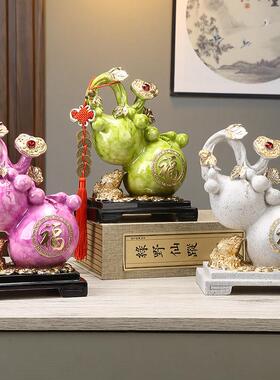 新中式福禄紫葫芦招财摆件家居饰品客厅酒柜玄关装饰乔迁开 业礼
