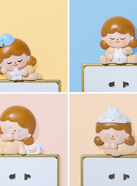 如果卡通少女儿童房墙面树脂开关贴创意家居插座面板装饰壁饰