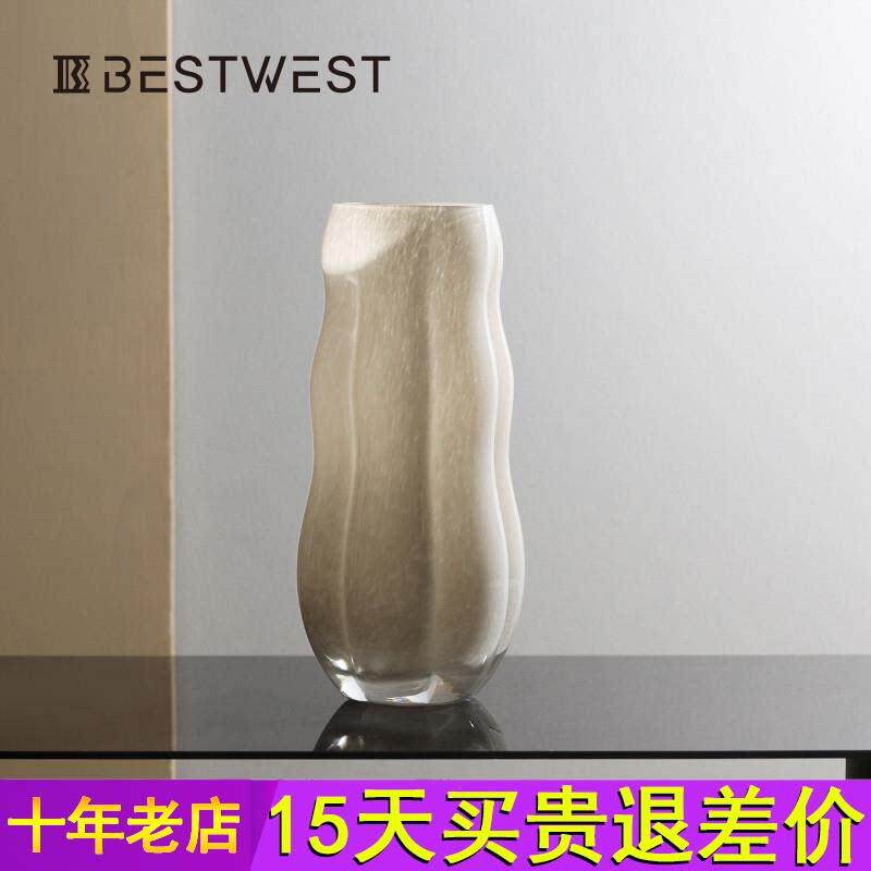 花瓶轻奢高级感摆件客厅插花玻璃中古鲜花荷花专用精致小众餐桌