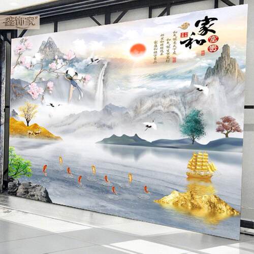 竹木纤维电视背景墙画 画新款客厅影视墙彷大理石集成墙板快装护
