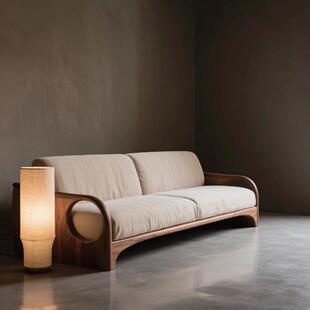 茶几组合高端北美黑胡桃木 现代接待客厅家具禅意白蜡木沙发宋式