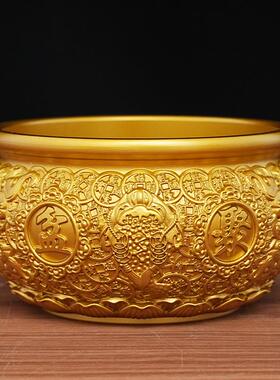 聚宝KAI盆摆件聚开黄百福米缸家用存钱罐八方来财店铺财业铜礼品