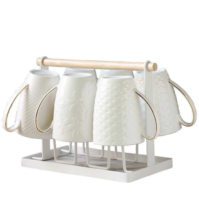 杯子一套家用套装客厅北欧茶杯具可爱陶瓷水杯简约创意6个配茶壶