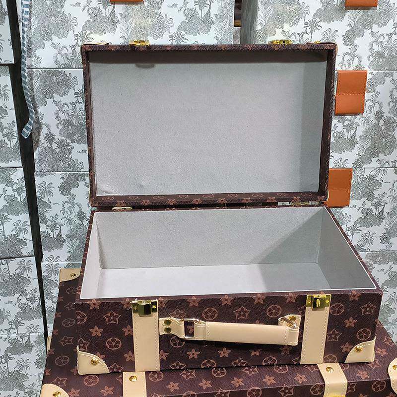 衣帽间收储纳箱盒装手提收纳箱皮质复古61物整理样板房置物盒饰摆