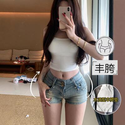 李李服饰设计感铆钉低腰丰胯牛仔短裤女2025夏季新款紧身显瘦热裤