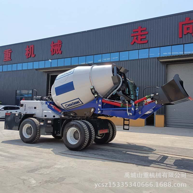 自上料搅拌车混凝土水泥罐车2-3方移动装载机平口搅拌机朝天锅搅