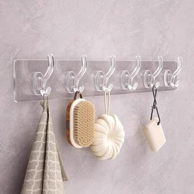 No-drill adhesive hooks with strong glue, stainless steel ho