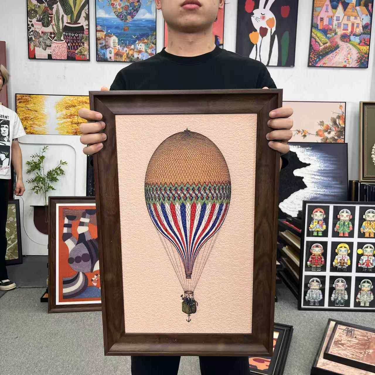 南法风复古艺术热气球客厅装饰画法式风卧室床头挂画4060挂画C062