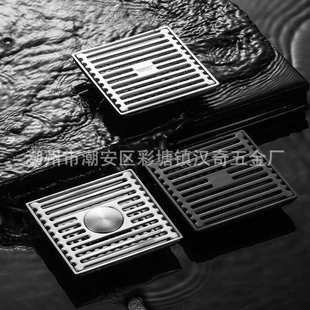批发浴室卫生间黑色不锈钢枪灰色方型竹排防臭洗衣机加厚家用地漏