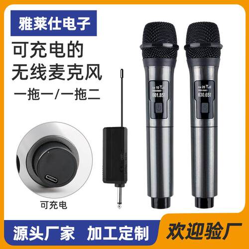 境无线麦克风家用户外KTV直播声卡音跨响唱歌演出一拖二动圈话筒